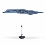 Parasol droit rectangulaire 2x3m - touquet bleu gris� - m�t central en aluminium orientable et manivelle ...