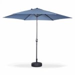 Parasol droit rond �300cm - touquet bleu gris� - m�t central en aluminium orientable et manivelle douverture ...