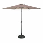 Parasol droit rond �300cm - touquet taupe - m�t central en aluminium orientable et manivelle douverture ...