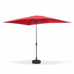Parasol droit rectangulaire 2x3m - touquet rouge - mt central en aluminium orientable et manivelle douverture ...