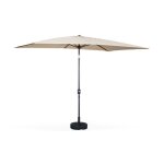Parasol droit rectangulaire 2x3m - touquet sable - m�t central en aluminium orientable et manivelle douverture ...