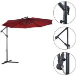 Parasol dport 3m - goplus - parasol pour terrasse - parasol inclinable - 40 led - rotatif  360 - ...
