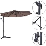 Parasol dport 3m - goplus - parasol pour terrasse - parasol inclinable - 40 led - rotatif  360 - ...