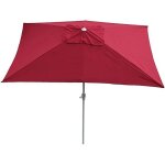 Parasol de jardin 2 par 3m rectangulaire inclinable polyester / aluminium 45kg bordeau par