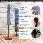 Parasol de jardin 27m - giantex - inclinable � 35� - toile imperm�able - manivelle - anti - uv - pour ...