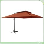 Parasol de jardin d�port� - 312383 - double plateau - inclinable & rotatif 360� - 400 x 300 cm