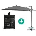 Parasol jardin dport alu sun 3 - carr - 3 x 3 m - gris + housse de protection