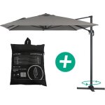 Parasol jardin déporté alu sun 4 - rectangle - 3 x 4 m + housse de protection - gris Parasol jardin déporté alu sun 4 - rectangle - 3 x 4 m + housse de protection - gris