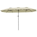 Parasol de jardin double - outsunny - 4 x 22 x 23 m - rectangulaire - ouverture fermeture manivelle - ...