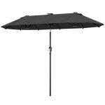 Parasol de jardin double - outsunny - �clairage solaire - inclinaison par bouton - poussoir manivelle ...