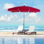 Parasol de jardin parasol droit rectangulaire inclinable alu m�tal polyester haute densit� 2 x 13 m rouge ...