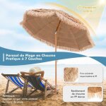 Parasol de jardin exterieur �22m - giantex - parasol exotique en paille pp - parasol plage hawa�en - ...