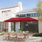 Parasol de jardin ext�rieur parasol double rectangulaire 4 x 22 x 23m avec ouverture fermeture manivelle ...