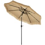 Parasol de jardin ext�rieur - outsunny - � franges inclinable - avec ouverture fermeture manivelle - ...