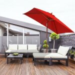 Parasol de jardin ext�rieur parasol rectangulaire inclinable bois polyester haute densit� 2l x 15l x ...