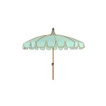 Parasol de jardin - outdoor living by decoris - �195 x 215 cm - bleu turquoise bordure corail - polyester ...