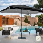 Parasol de jardin rectangulaire en aluminium 3x2m avec m�t central eden noir - eden - manuel - a monter ...