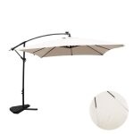 Solenzara - parasol led carr� d�port� 3x3 �cru en aluminium