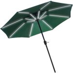Parasol lumineux solaire vert  270 cm - tube aluminium 38 mm noir - toile parasol en polyester 180g ...