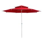 Parasol octogonal jardin 280 cm avec double toit et protection uv30 aktive rouge Parasol octogonal jardin 280 cm avec double toit et protection uv30 aktive rouge