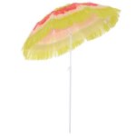 Parasol de plage jardin design hawai 160 cm raphia artificiel multicolore - homcom - manuel - fer