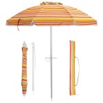 Costway parasol inclinable pliable de plage Ø198 cm protection uv 50 + avec bouton poussoir sac transport ... Costway parasol inclinable pliable de plage Ø198 cm protection uv 50 + avec bouton poussoir sac transport ...