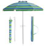 Costway parasol inclinable pliable de plage 198 cm protection uv 50 + avec bouton poussoir sac transport ...