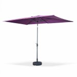 Parasol droit rectangulaire 2x3m - touquet prune - m�t central en aluminium orientable et manivelle douverture ...