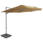 Parasol - vidaxl - taupe - aluminium - 3x255m - base portable incluse Parasol - vidaxl - taupe - aluminium - 3x255m - base portable incluse