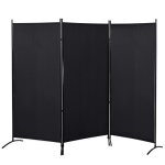 Paravent 3 panneaux sur pied brise - vue sparateur mtal poxy polyester haute densit noir
