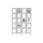 Paravent - blanc - 4 panneaux - bois avec porte photos - dimensions 160x125 cm - int�rieur