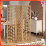 Paravent - akozon - 8839 - 3 panneaux - bois de paulownia - 120 x 170 cm