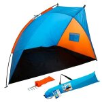 Paravent - beach - bleu / orange - polyester 170t - 200 x 125 x 120 cm