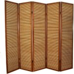 Paravent en bois brun avec bambou de 5 pans