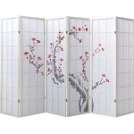 Paravent en bois avec fleur de cerisier blanc d?