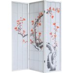 Paravent en bois avec fleur de cerisier blanc d?