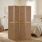 Paravent bois marron 4 panneaux 200 cm ? brise - vue