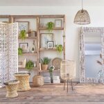 Paravent - eazy living - fleur - blanc cr�me - ethnique - int�rieur