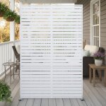 Paravent exterieur - acier - compos� de trois panneaux - 120x180cm - blanc