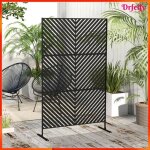 Paravent ext�rieur - akozon - 9113 - m�tal �poxy ajour� - 3 panneaux 60x120 cm - noir