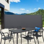 Idmarket paravent extrieur rtractable 200 x 400 cm gris anthracite store latral