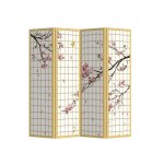 Paravent - fine asianliving - japanese sakura - 4 panneaux - l160xh180cm - toile non tiss�e