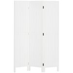 Paravent - homcom - pliable - 3 panneaux - bois de paulownia - 120x170x1. 8cm - blanc