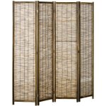 Paravent intérieur 4 panneaux pliables séparateur de pièce bois de paulownia roseau 160x18x170cm marron ... Paravent intérieur 4 panneaux pliables séparateur de pièce bois de paulownia roseau 160x18x170cm marron ...