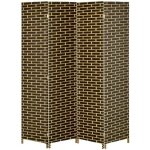 Paravent intrieur 4 panneaux pliables sparateur de pice bois de peuplier fibres de papier tresse ...