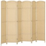 Paravent interieur - homcom - en bois - 6 panneaux - 240 x 170 cm - pour salon chambre � coucher - beige ...