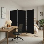 Magnifique paravent int�rieur noir cloison de s�paration - design mobile - 3 panneaux noir 260x180cm ...