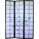 Paravent japonais en bois noir avec dessin bamb? Paravent japonais en bois noir avec dessin bamb?
