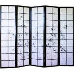 Paravent japonais en bois noir dessin bambou de? Paravent japonais en bois noir dessin bambou de?