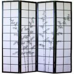 Paravent japonais en bois noir dessin bambou de?